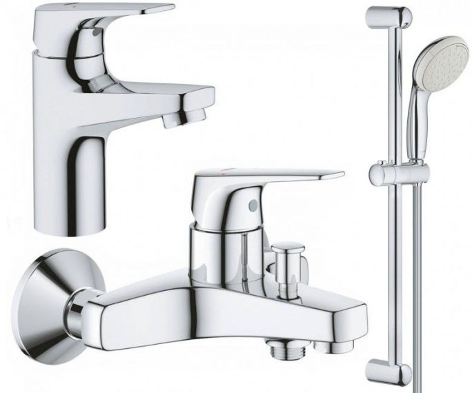 Набор смесителей для ванной Grohe BauFlow с душевым гарнитуром хром UA121624S0