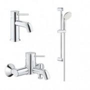 Набір змішувачів для ванни Grohe BauClassic з душовим гарнітуром хром 123868S