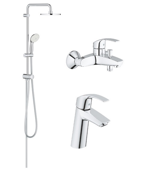 Набір змішувачів для ванної Grohe Eurosmart з душовим гарнітуром хром 123389M