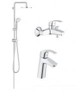 Набір змішувачів для ванної Grohe Eurosmart з душовим гарнітуром хром 123389M