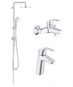 Набор смесителей для ванной Grohe Eurosmart с душевым гарнитуром хром 123389M