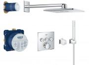 Душевая система скрытого монтажа Grohe Grohtherm SmartControl + Rainshower 310 SmartActive Cube с верхним и ручным душем хром UA3470600A