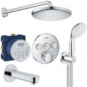 Душова система прихованого монтажу Grohe Grohtherm SmartControl + Tempesta 250 з верхнім і ручним душем хром 26416SC2