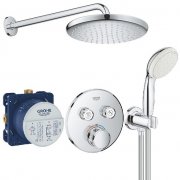 Душова система прихованого монтажу Grohe Grohtherm SmartControl + Tempesta 250 з верхнім і ручним душем хром 26416SC1