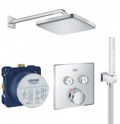 Душова система прихованого монтажу Grohe Grohtherm SmartControl + Tempesta Cube 250 з верхнім і ручним душем хром 26415SC1