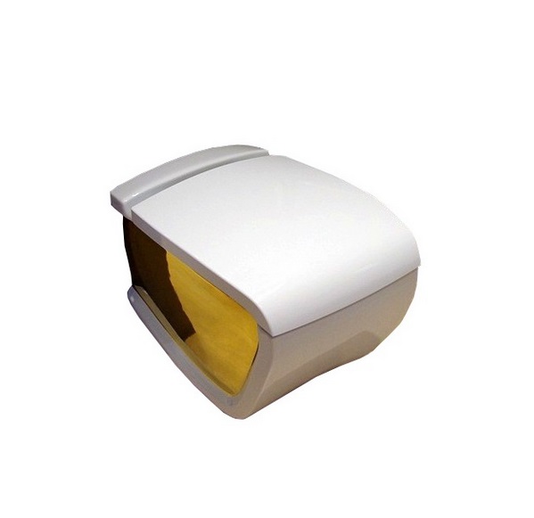 Унітаз підвісний Hidra Hi-Line 38х54,5 см санфаянс білий/золото HIW10 013 bianco/oro