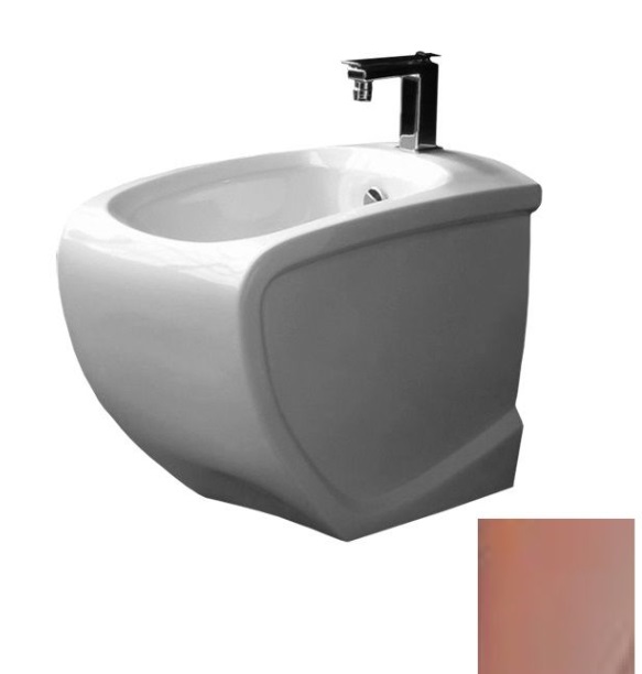 Биде напольное Hidra Hi-Line 38х54,5 см санфаянс белый/розовое золото HI14 063 bianco/oro rosa