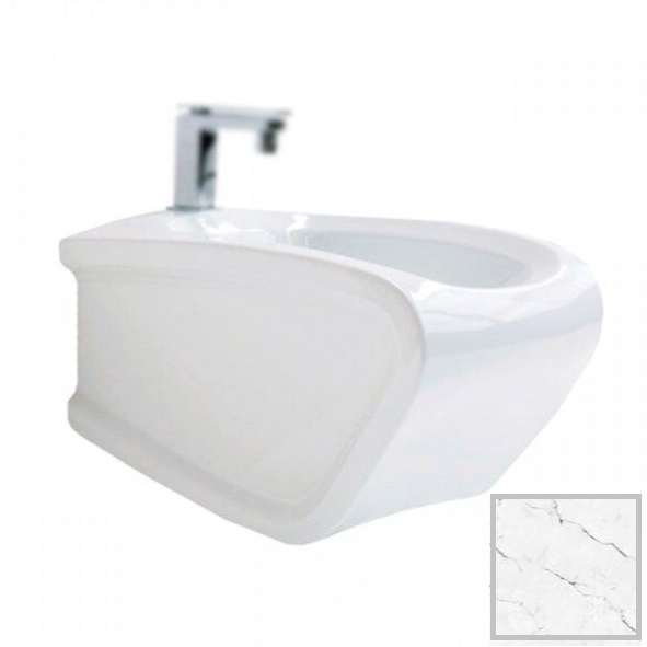 Биде подвесное Hidra Hi-Line 38х54,5 см санфаянс белый матовый мрамор HIW14 101 white matt marble