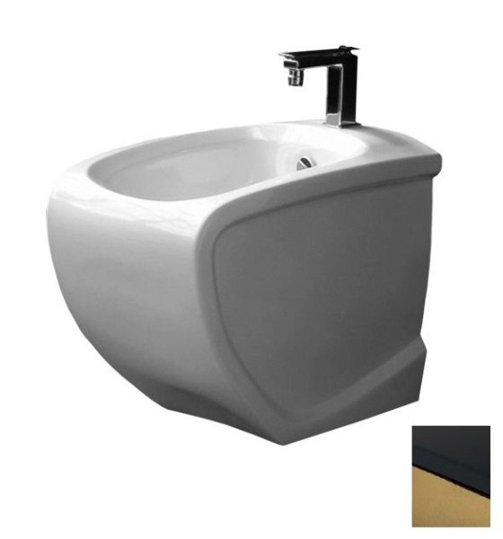 Биде напольное Hidra Hi-Line 38х54,5 см санфаянс черный/золото HI14 020 nero/oro