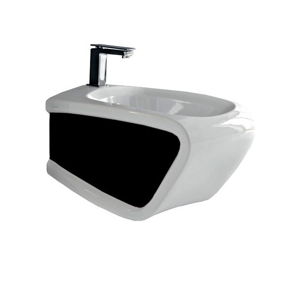 Биде подвесное Hidra Hi-Line 38х54,5 см санфаянс белый/черный HIW14 012 bianco/nero