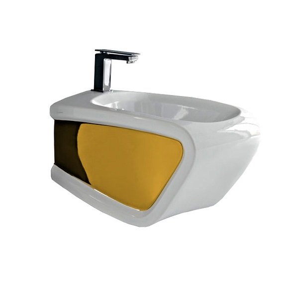 Біде підвісне Hidra Hi-Line 38х54,5 см санфаянс білий/золото HIW14 013 bianco/oro