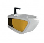 Біде підвісне Hidra Hi-Line 38х54,5 см санфаянс білий/золото HIW14 013 bianco/oro