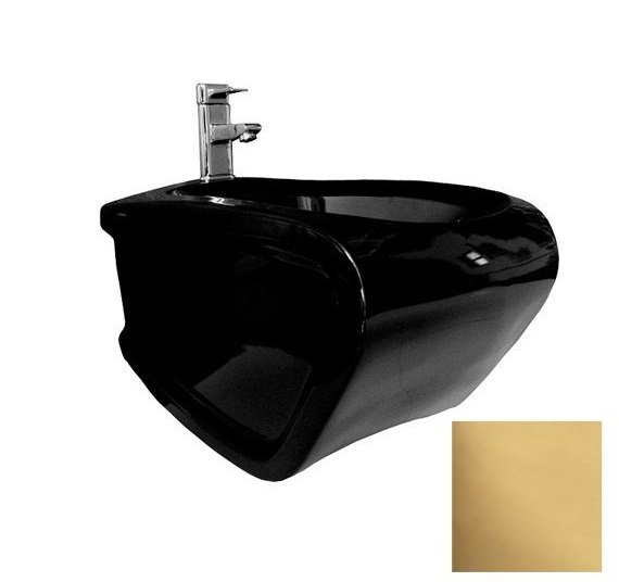 Биде подвесное Hidra Hi-Line 38х54,5 см санфаянс черный/золото HIW14 020 nero/oro