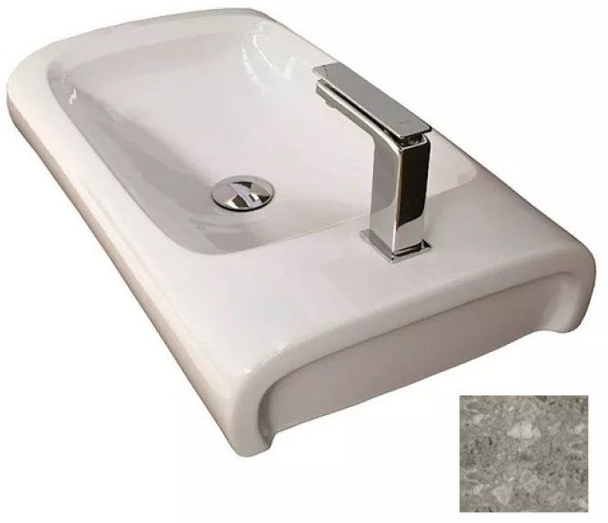 Раковина для ванної Hidra Hi-Line накладна 70х41 см санфаянс білий/сірий HI17 100 ceppo di gre