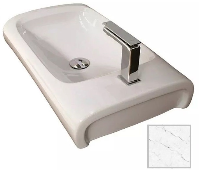 Раковина для ванної Hidra Hi-Line накладна 70х41 см санфаянс білий матовий мармур HI17 101 white matt marble