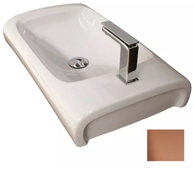 Раковина для ванної Hidra Hi-Line накладна 70х41 см санфаянс білий/рожеве золото HI17 063 bianco/oro rosa