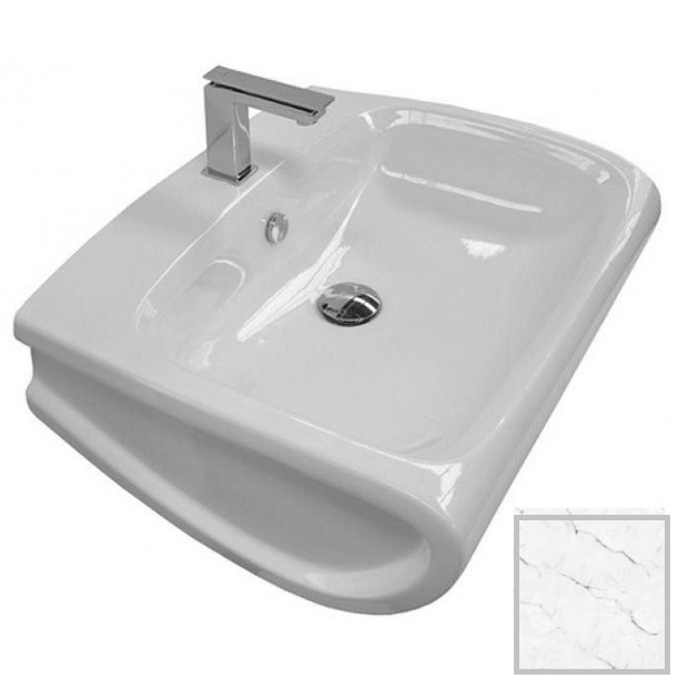 Раковина для ванної Hidra Hi-Line підвісна 65х51,5 см санфаянс білий матовий мармур HI19 101 white matt marble