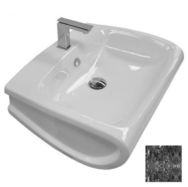 Раковина для ванной Hidra Hi-Line подвесная 65х51,5 см санфаянс черный матовый мрамор HI19 102 black matt marble