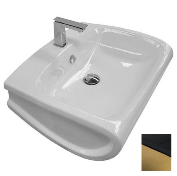 Раковина для ванної Hidra Hi-Line підвісна 65х51,5 см санфаянс чорний/золото HI19 020 nero/oro