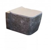 Унитаз подвесной Hidra Faster Kiub Rimless 36,5х54 см санфаянс темно-серый мрамор KIWR20 99 ceppo di gre dark