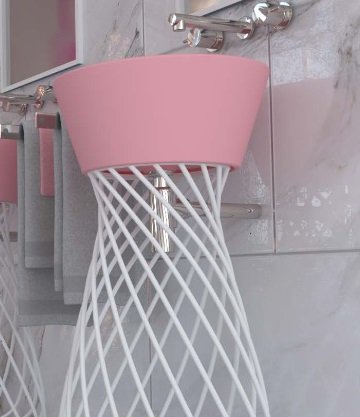 Раковина для ванної Hidra Wire накладна Ø43 см санфаянс рожевий матовий W1 097 rosa matt