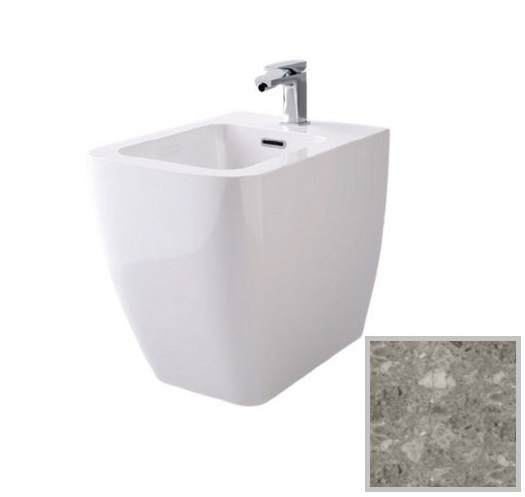 Биде напольное Hidra Faster Kiub 36,5х54 см санфаянс серый мрамор KI14 100 ceppo di gre