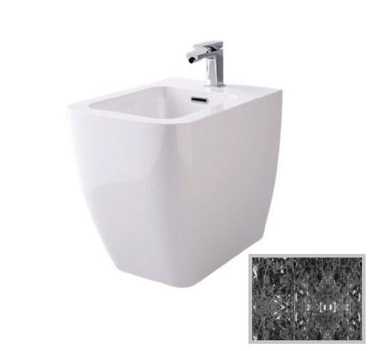 Биде напольное Hidra Faster Kiub 36,5х54 см санфаянс черный матовый мрамор KI14 102 black matt marble