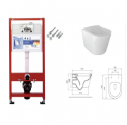 Инсталляция TECE 940001 + подвесной безободковый унитаз PONSI Surf с крышкой в комплекте BC SUR L VASO 0001 / BS SUR L 0001