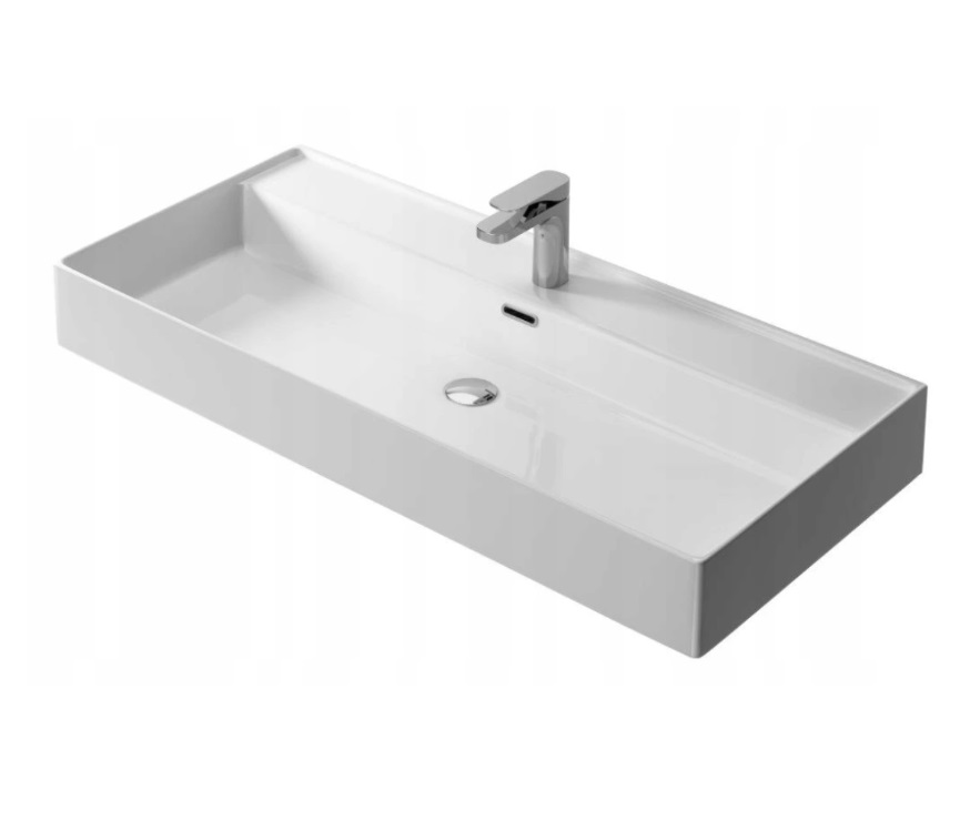 Раковина для ванной Hidra Faster Kiub 101х46 см санфаянс белый глянцевый KI100 001 bianco lucido