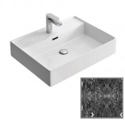 Раковина для ванной Hidra Faster Kiub 61х46 см санфаянс черный матовый мрамор KI60 102 black matt marble