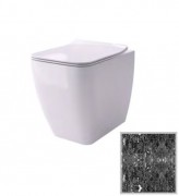 Унитаз напольный Hidra Faster Kiub Rimless 36,5х54 см санфаянс черный матовый мрамор KIR20 102 black matt marble