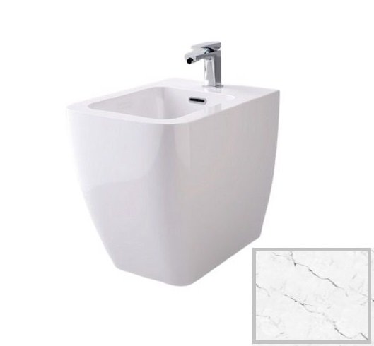 Биде напольное Hidra Faster Kiub 36,5х54 см санфаянс белый матовый мрамор KI14 101 white matt marble
