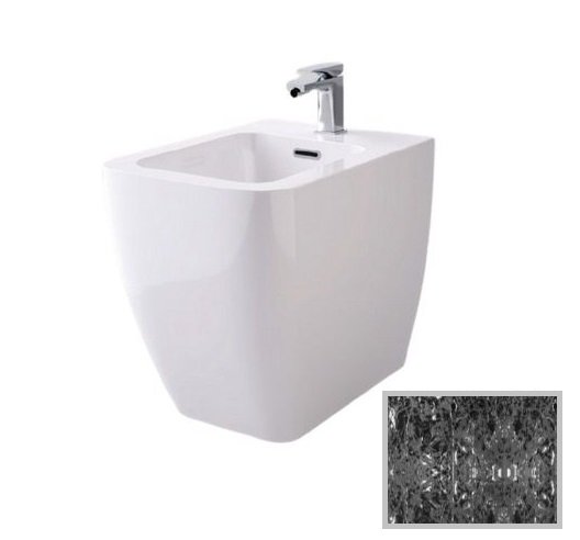 Біде підлогове Hidra Faster Kiub 36,5х54 см санфаянс чорний матовий мармур KI14 102 black matt marble