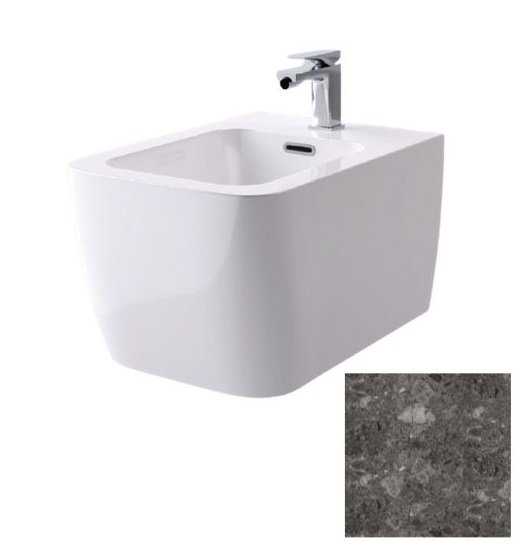 Біде підвісне Hidra Faster Kiub 36,5х54 см санфаянс темно-сірий мармур KIW14 99 ceppo di gre dark