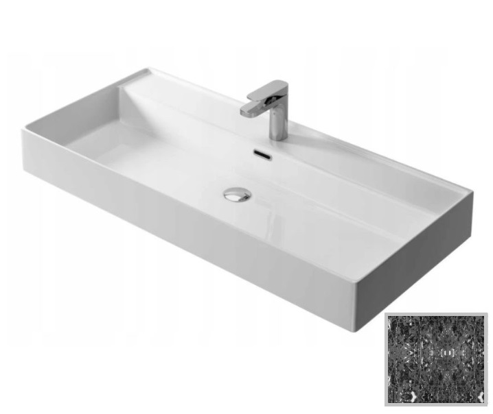 Раковина для ванной Hidra Faster Kiub 101х46 см санфаянс черный матовый мрамор KI100 102 black matt marble