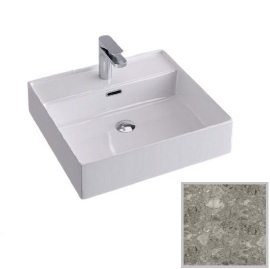 Раковина для ванной Hidra Faster Kiub 51х46 см санфаянс серый мрамор KI50 100 ceppo di gre