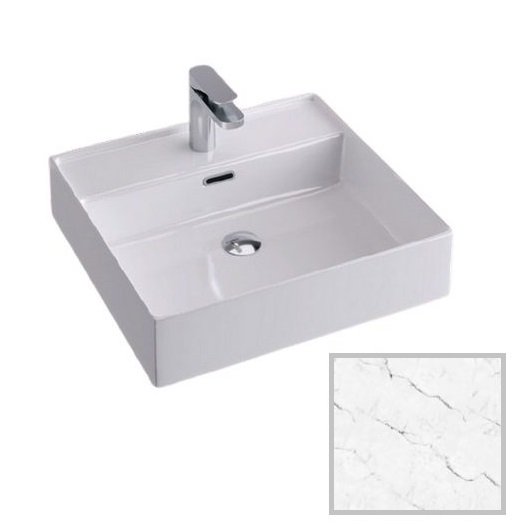 Раковина для ванної Hidra Faster Kiub 51х46 см санфаянс білий матовий мармур KI50 101 white matt marble