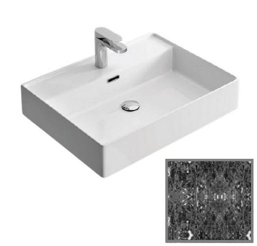 Раковина для ванной Hidra Faster Kiub 61х46 см санфаянс черный матовый мрамор KI60 102 black matt marble