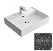 Раковина для ванной Hidra Faster Kiub 61х46 см санфаянс черный матовый мрамор KI60 102 black matt marble