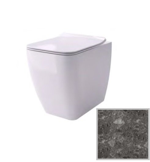 Унитаз напольный Hidra Faster Kiub Rimless 36,5х54 см санфаянс темно-серый мрамор KIR20 99 ceppo di gre dark