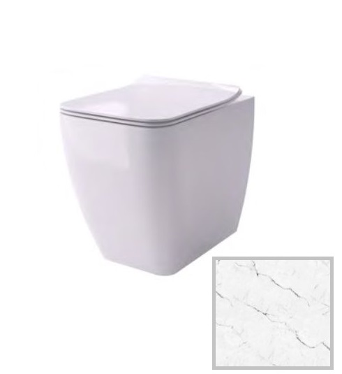 Унітаз підлоговий Hidra Faster Kiub Rimless 36,5х54 см санфаянс білий матовий мармур KIR20 101 white matt marble