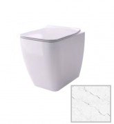 Унитаз напольный Hidra Faster Kiub Rimless 36,5х54 см санфаянс белый матовый мрамор KIR20 101 white matt marble
