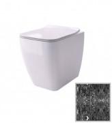 Унітаз підлоговий Hidra Faster Kiub Rimless 36,5х54 см санфаянс чорний матовий мармур KIR20 102 black matt marble