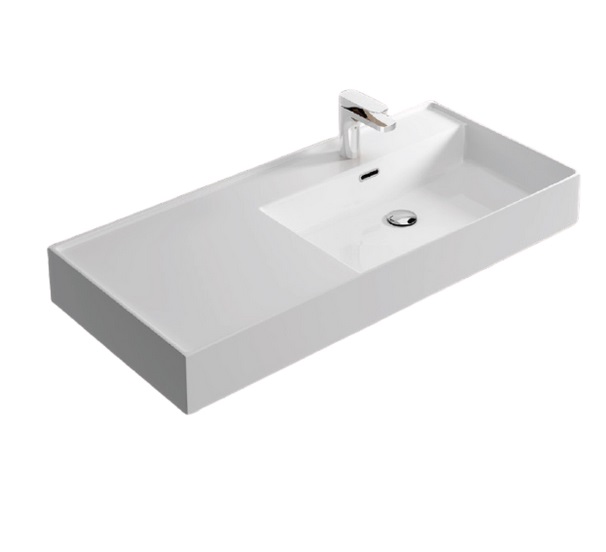 Раковина для ванной Hidra Faster Kiub 101х46 см санфаянс белый глянцевый KI100SX 001 bianco lucido