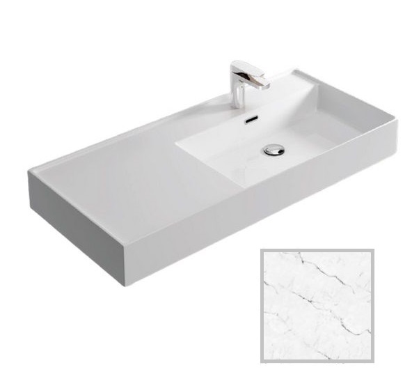 Раковина для ванної Hidra Faster Kiub 101х46 см санфаянс білий матовий мармур KI100SX 101 white matt marble