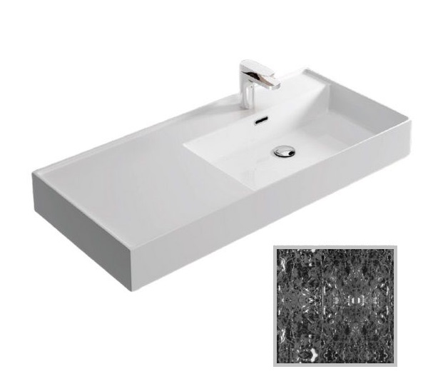 Раковина для ванной Hidra Faster Kiub 101х46 см санфаянс черный матовый мрамор KI100SX 102 black matt marble