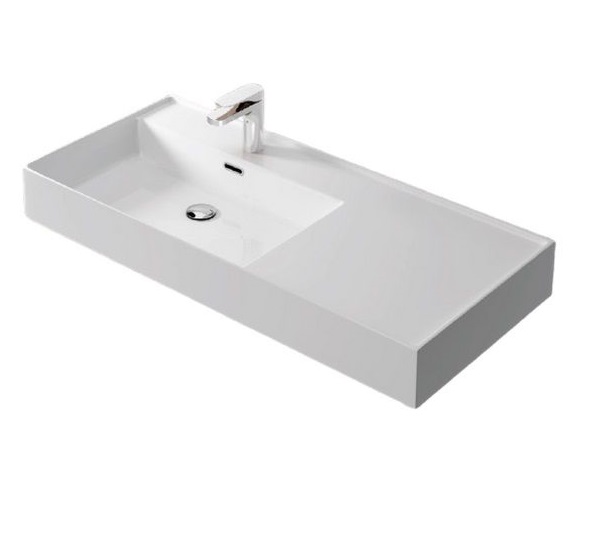 Раковина для ванної Hidra Faster Kiub 101х46 см санфаянс білий глянцевий KI100DX 001 bianco lucido