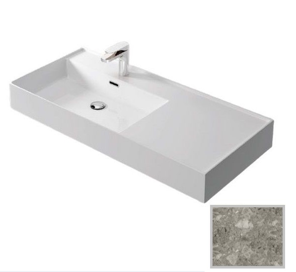 Раковина для ванной Hidra Faster Kiub 101х46 см санфаянс серый мрамор KI100DX 100 ceppo di gre