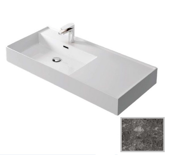 Раковина для ванной Hidra Faster Kiub 101х46 см санфаянс темно-серый мрамор KI100DX 99 ceppo di gre dark