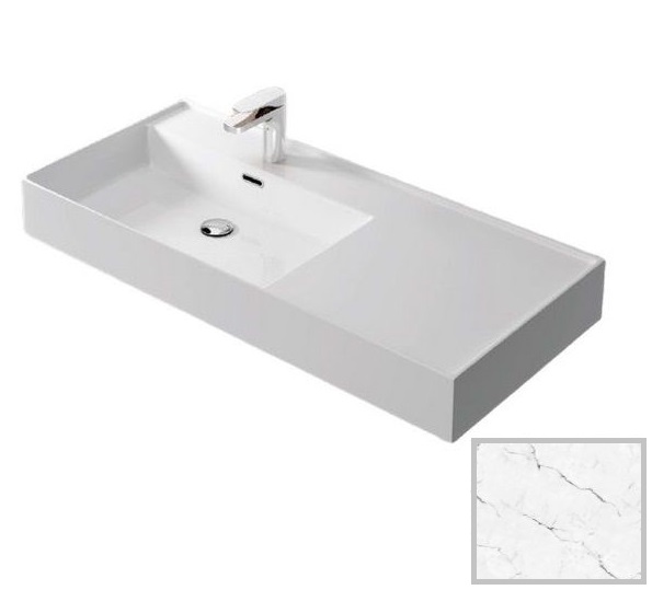 Раковина для ванной Hidra Faster Kiub 101х46 см санфаянс белый матовый мрамор KI100DX 101 white matt marble